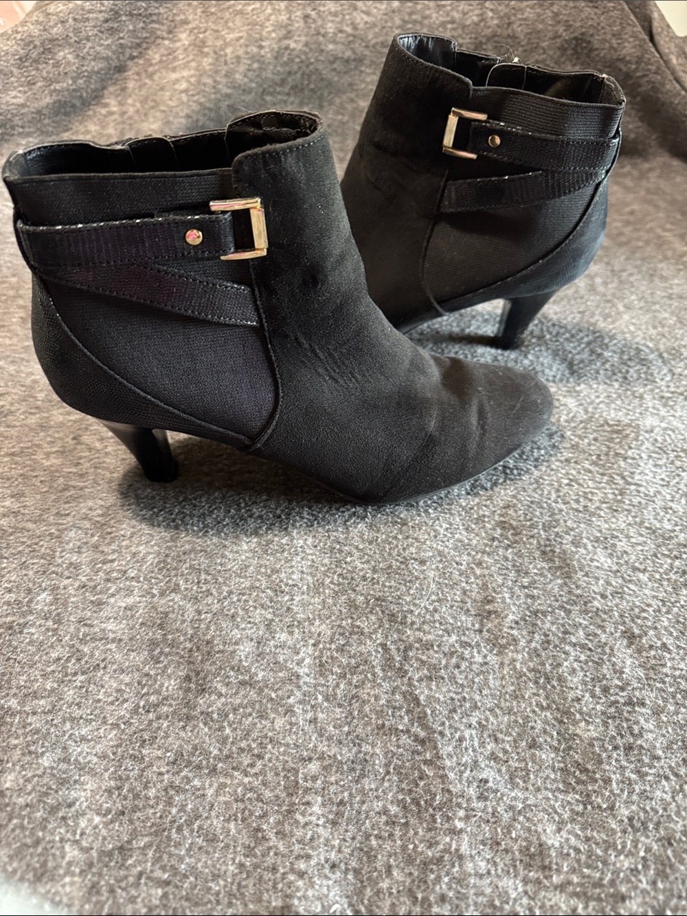 Karen Scott Black Ankle Booties with Side Buckle